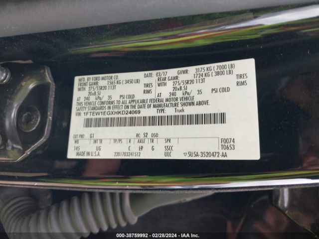 1FTEW1EGXHKD24069 Ford F-150 Xlt
