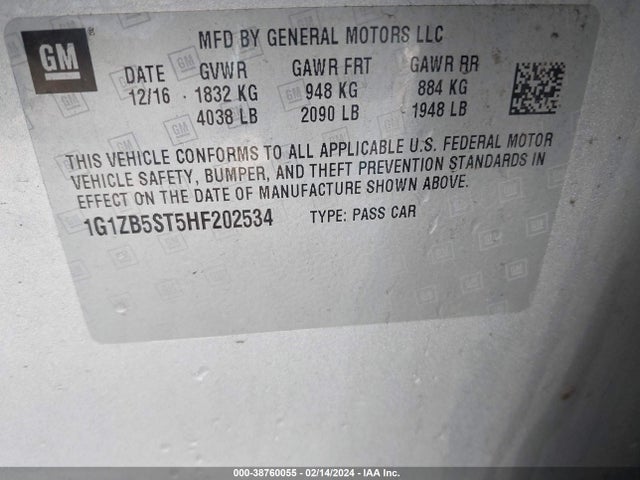 Chevrolet MALIBU LS 2017 1G1ZB5ST5HF202534 Image 9