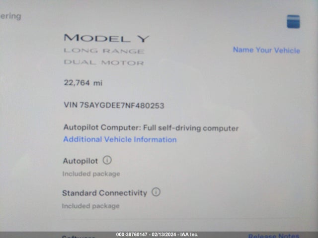Tesla Model Y Long Range Dual Motor All-wheel Drive 2022 7SAYGDEE7NF480253 Image 16