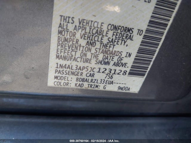 Nissan Altima 2.5 Sl 2018 1N4AL3AP5JC123128 Image 9