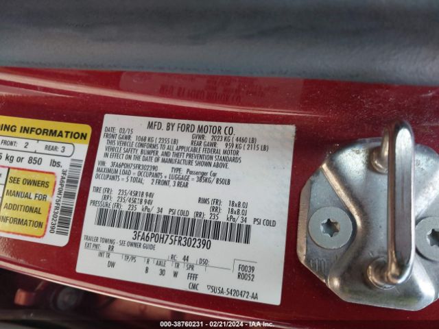 3FA6P0H75FR302390 Ford FUSION SE