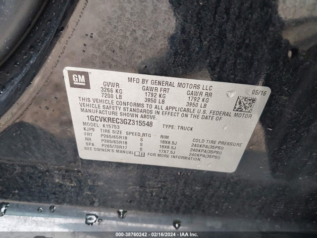 Chevrolet Silverado 1500 2lt 2016 1GCVKREC3GZ315548 Image 9