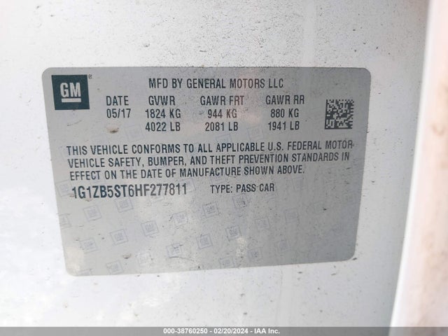 Chevrolet MALIBU LS 2017 1G1ZB5ST6HF277811 Image 9