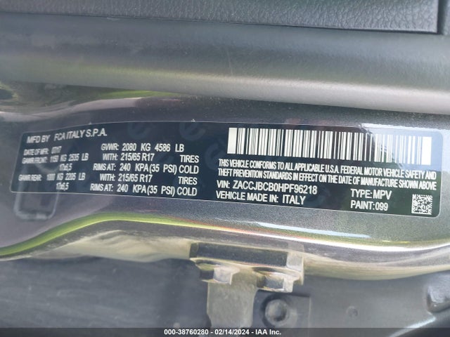 ZACCJBCB0HPF96218 Jeep Renegade Trailhawk 4x4