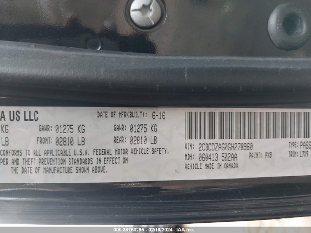 Dodge Challenger Sxt 2016 2C3CDZAG0GH278960 Image 9