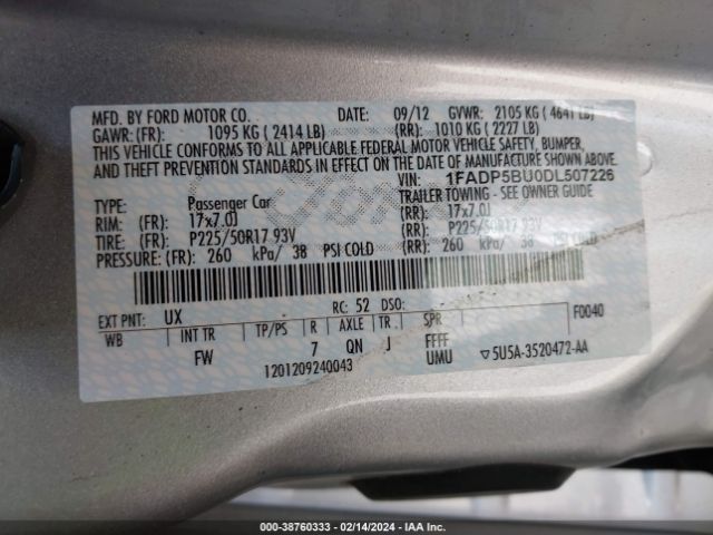 2013 FORD C-MAX HYBRID 1FADP5BU0DL507226 Photo 8