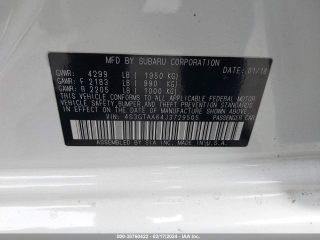 4S3GTAA64J3729505 Subaru Impreza 2.0i