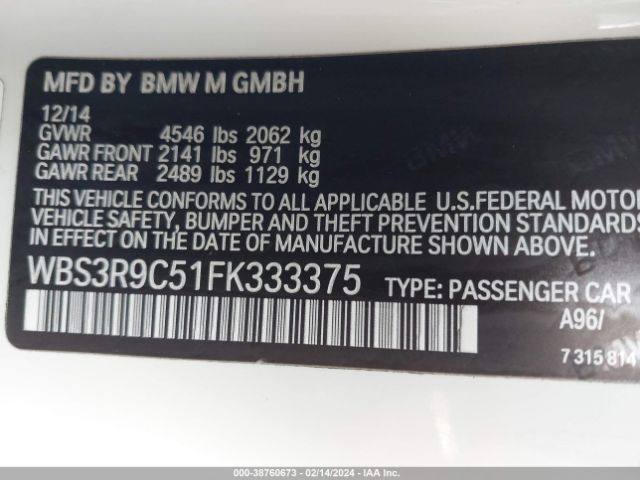 WBS3R9C51FK333375 BMW M4