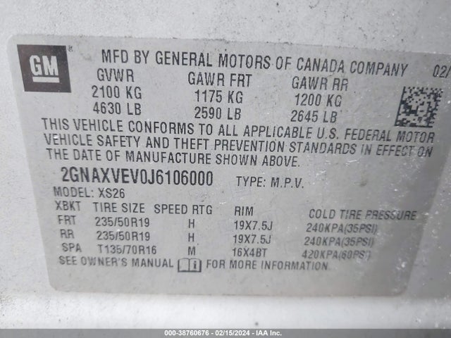 Chevrolet Equinox Premier 2018 2GNAXVEV0J6106000 Image 9