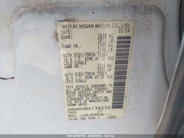 Nissan Frontier Sv 2014 1N6AD0EV8EN739170 Image 9