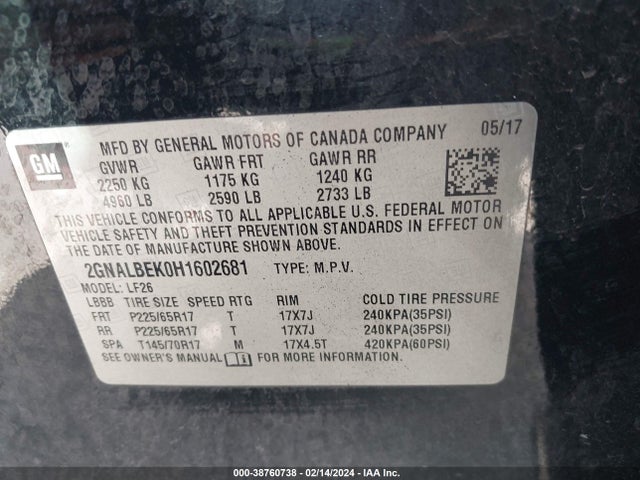 Chevrolet EQUINOX LS 2017 2GNALBEK0H1602681 Image 9