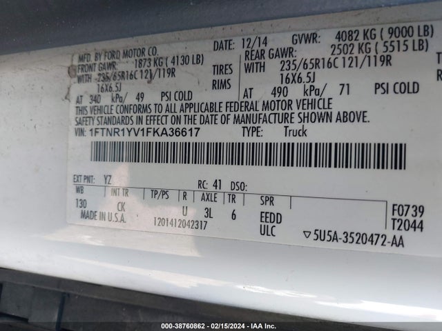 Ford Transit-250 2015 1FTNR1YV1FKA36617 Image 9
