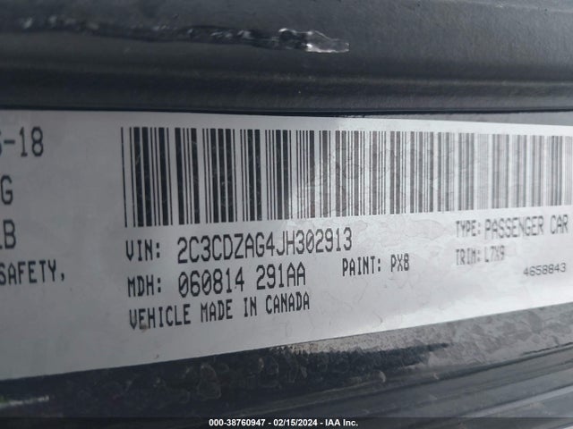 Dodge Challenger Sxt 2018 2C3CDZAG4JH302913 Image 9