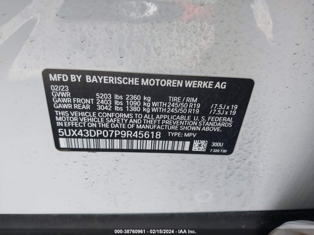 BMW X3 Sdrive30i 2023 5UX43DP07P9R45618 Image 9