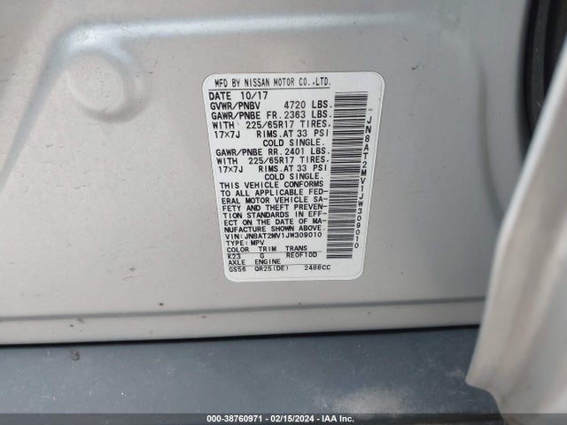 Nissan ROGUE S 2018 JN8AT2MV1JW309010 Image 9