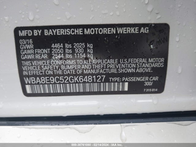 BMW 328I 2016 WBA8E9C52GK648127 Image 9