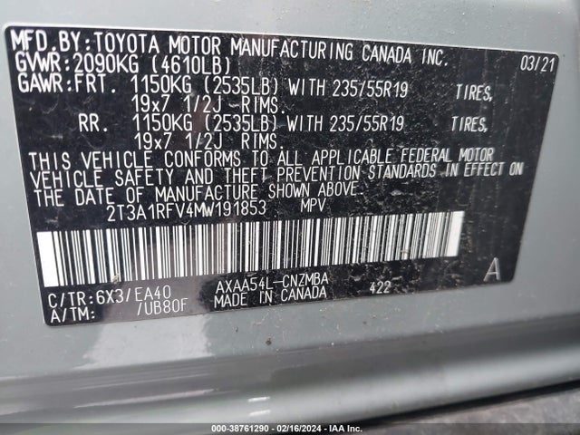 Toyota Rav4 Xle Premium 2021 2T3A1RFV4MW191853 Image 9