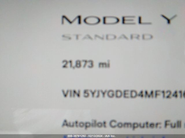 5YJYGDED4MF124166 Tesla Model Y Standard Range Rear-wheel Drive