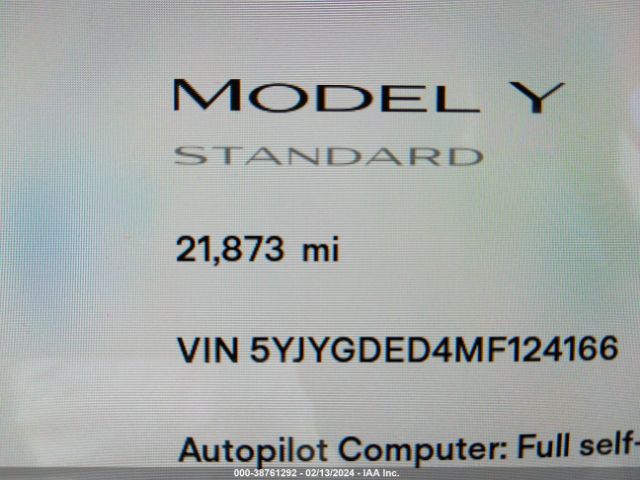 5YJYGDED4MF124166 Tesla Model Y Standard Range Rear-wheel Drive