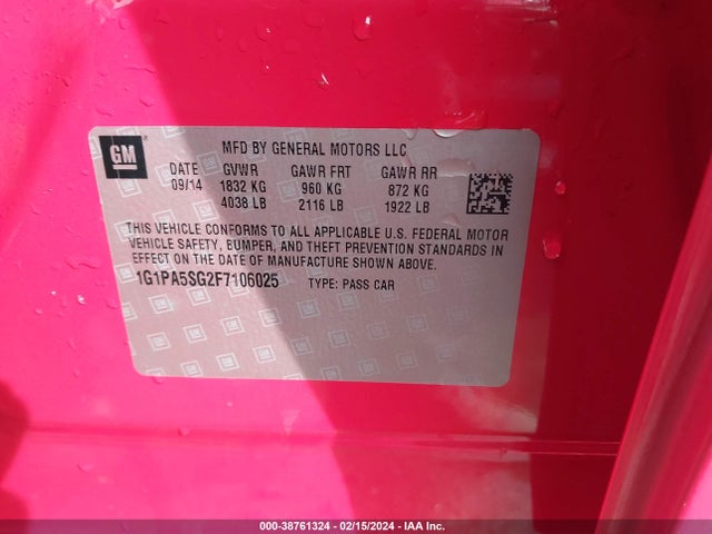 Chevrolet Cruze Ls Auto 2015 1G1PA5SG2F7106025 Image 9