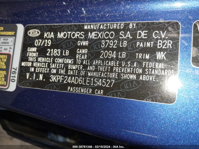 KIA Forte Lxs 2020 3KPF24AD6LE154527 Image 9