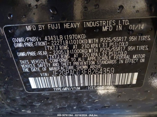 JF2GPACC3E8264359 Subaru Xv Crosstrek 2.0i Premium