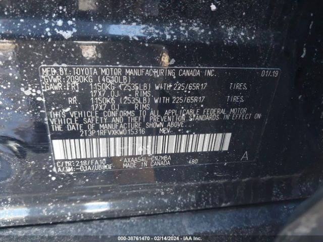 2T3P1RFVXKW015316 Toyota Rav4 Xle