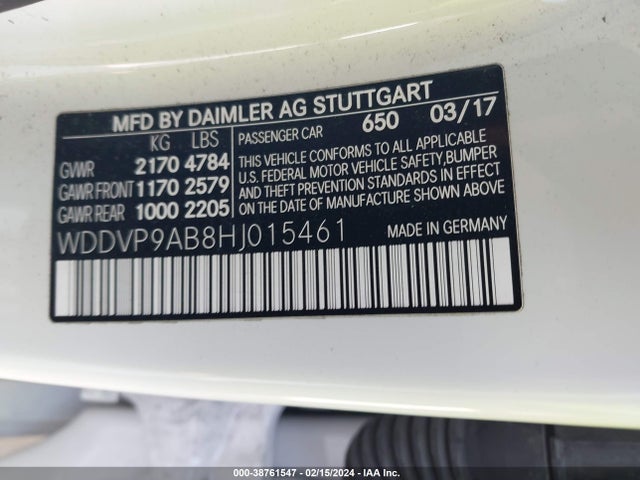 Mercedes-Benz B 250e 2017 WDDVP9AB8HJ015461 Image 9