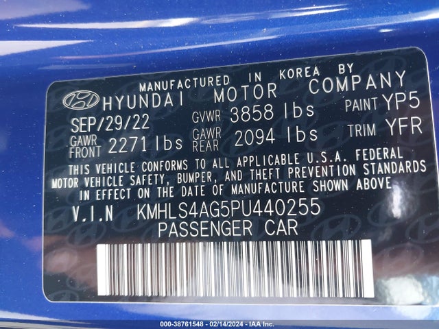 Hyundai ELANTRA SEL 2023 KMHLS4AG5PU440255 Image 9