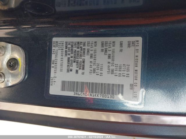 3N6CM0KN1KK700130 Nissan NV200 SV