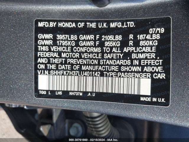 Honda Civic Lx 2020 SHHFK7H37LU401142 Image 9