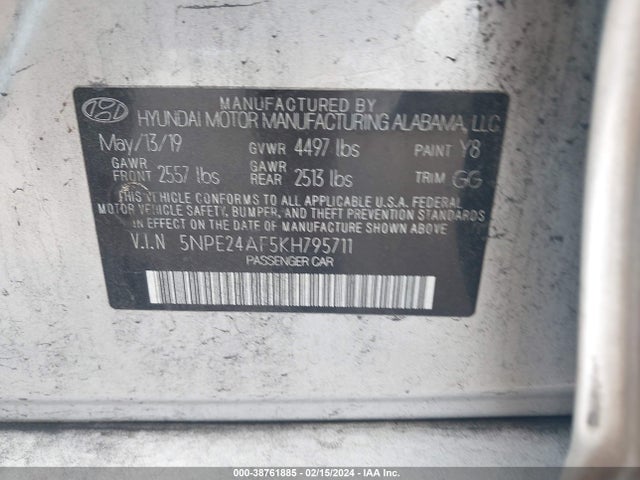 Hyundai SONATA SE 2019 5NPE24AF5KH795711 Image 9