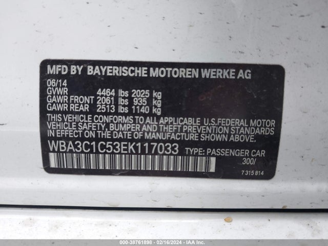 BMW 328I 2014 WBA3C1C53EK117033 Image 9