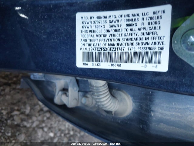 Honda Civic Lx 2016 19XFC2F5XGE231747 Image 9