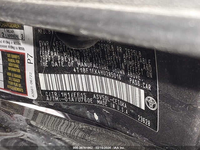 Toyota CAMRY SE 2017 4T1BF1FK4HU285016 Image 9