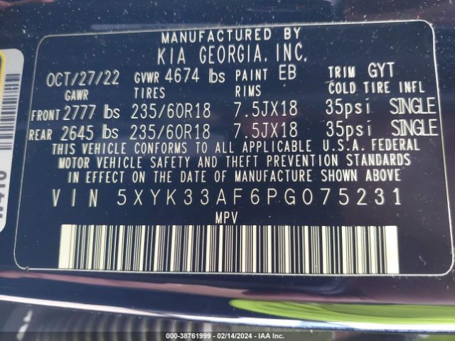5XYK33AF6PG075231 KIA Sportage Ex