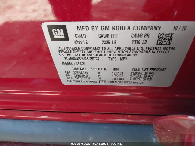 KL4MMDS29MB080737 Buick Encore Gx Fwd Select