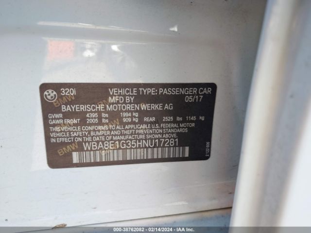 WBA8E1G35HNU17281 BMW 320i