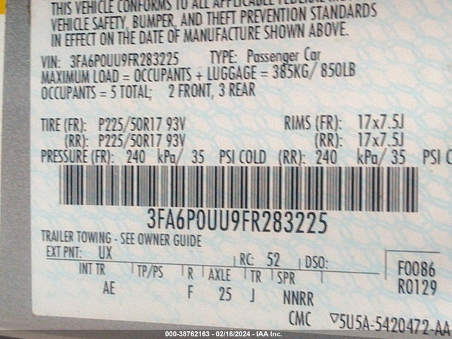 Ford Fusion Hybrid S 2015 3FA6P0UU9FR283225 Image 9