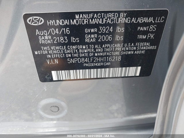 Hyundai ELANTRA SE 2017 5NPD84LF2HH116218 Image 9