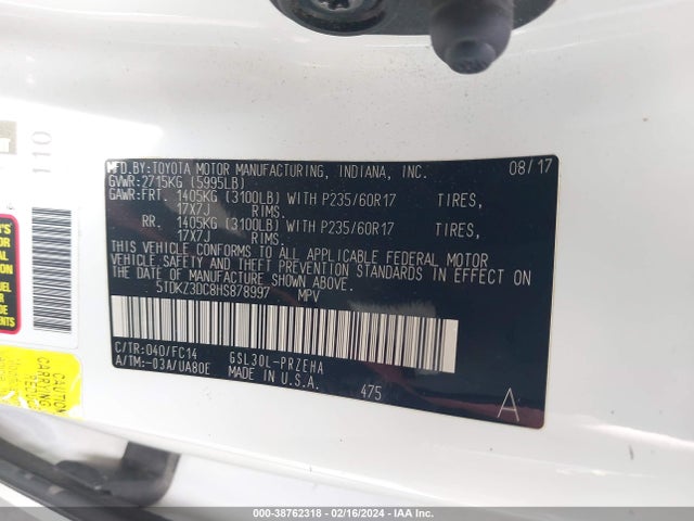 Toyota Sienna Le 8 Passenger 2017 5TDKZ3DC8HS878997 Image 9