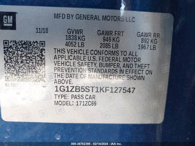 Chevrolet Malibu 1ls 2019 1G1ZB5ST1KF127547 Image 9