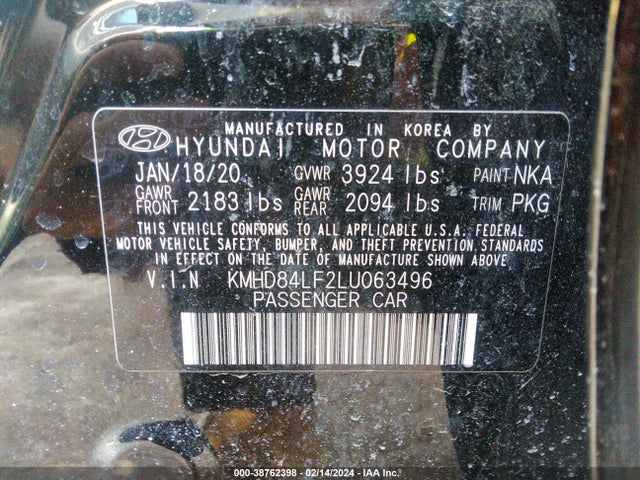 Hyundai Elantra Limited 2020 KMHD84LF2LU063496 Image 9