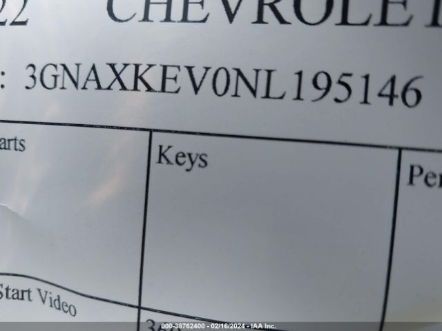3GNAXKEV0NL195146 Chevrolet Equinox Fwd Lt