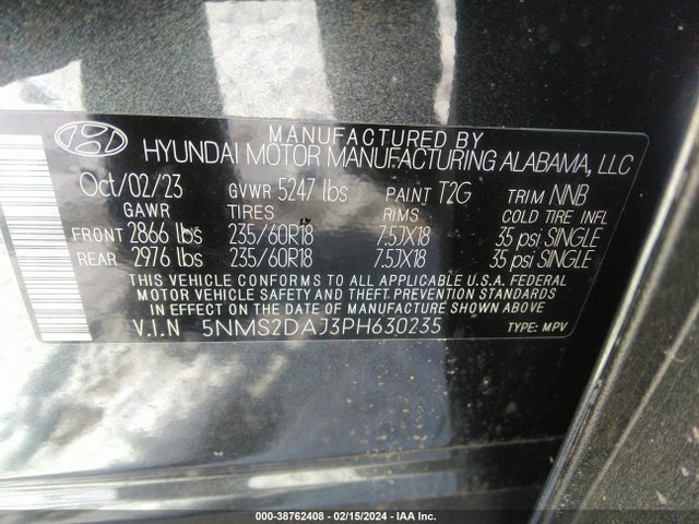 Hyundai Santa Fe Sel 2023 5NMS2DAJ3PH630235 Image 9