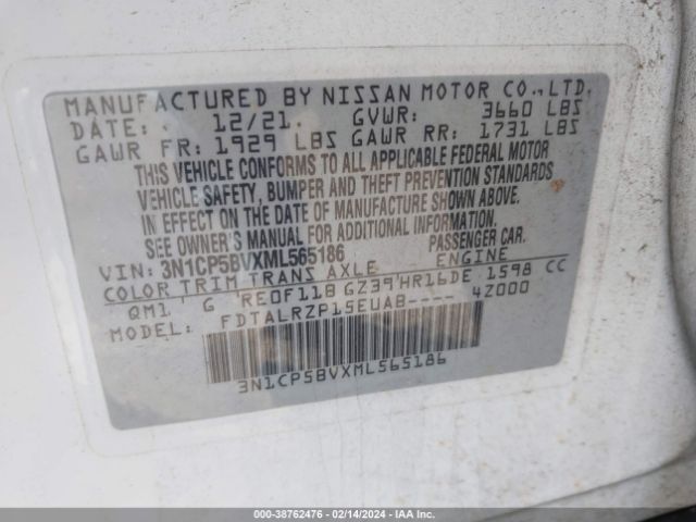 3N1CP5BVXML565186 Nissan Kicks S Xtronic Cvt