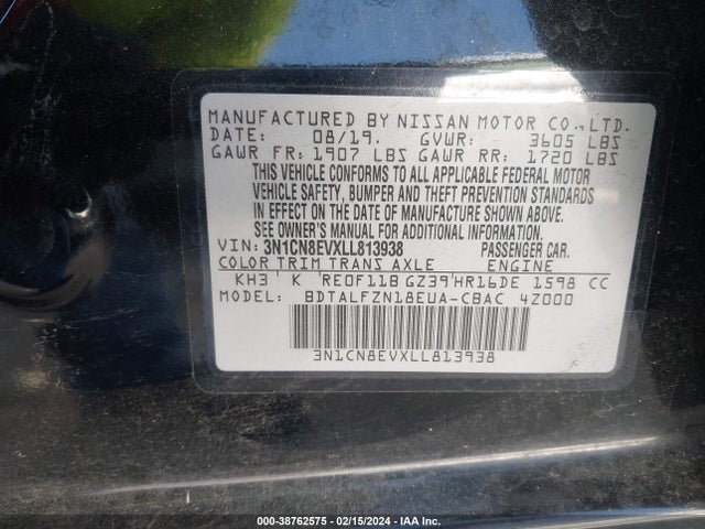 Nissan Versa Sv Xtronic Cvt 2020 3N1CN8EVXLL813938 Image 9
