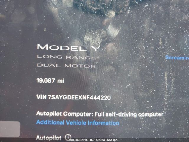 2022 TESLA MODEL Y 7SAYGDEEXNF444220 Photo 6