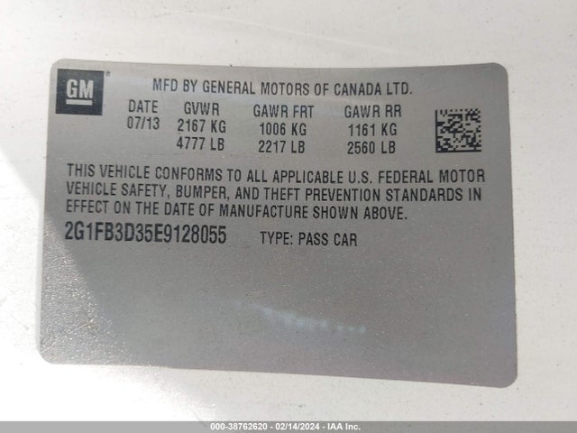 Chevrolet Camaro 1lt 2014 2G1FB3D35E9128055 Image 9