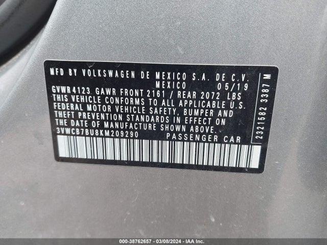 3VWCB7BU8KM209290 Volkswagen Jetta